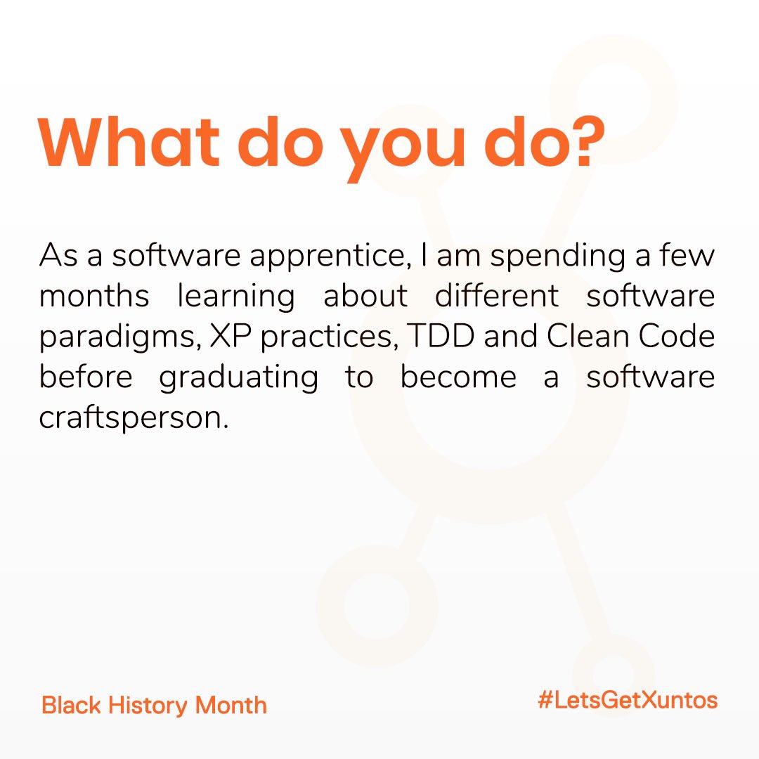 xuntos_'s tweet photo. Meet Etienne, a Software Apprentice at @codurance #BlackHistoryMonth #LetsGetXuntos https://t.co/SKMECY0Gbu