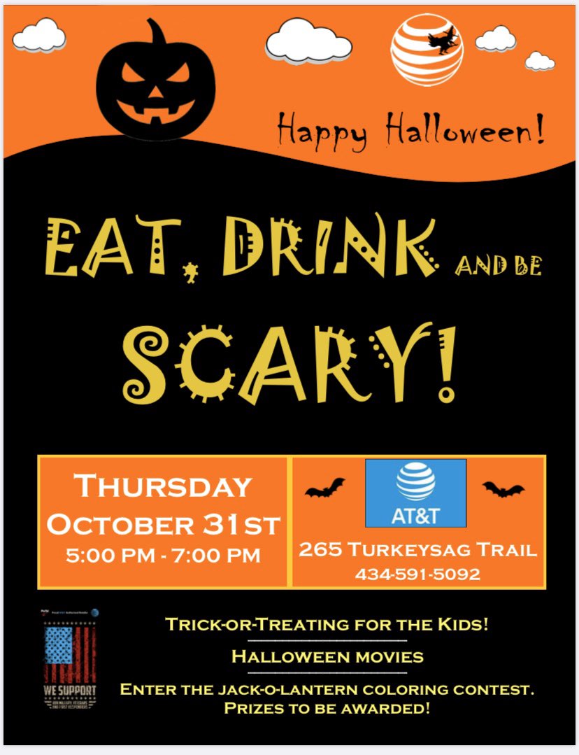 ATTpalmyra's tweet photo. Come join us for a scartastic night! We will have candy, drinks, a coloring contest, and movies! It’s fun for the whole family!! @DViechnicki @BB54237506 @aclinedinst @DC_XFactor @RGordon_757 https://t.co/qNeXYsJuAm