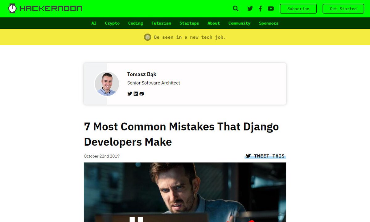 Devcide1's tweet image. 7 Most Common Mistakes That Django Developers Make
#djangodevelopers #code #model #view #models #development
via hackernoon.com
☛ amp.gs/q90U