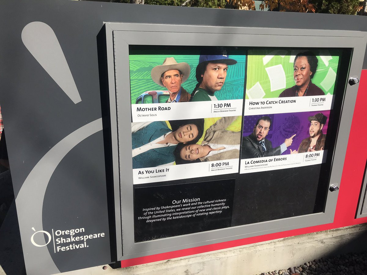 osfashland's tweet photo. #OSF2019 closing weekend, day 1 of 2. ♥️#MotherRoadOSF #HowToCatchCreationOSF #AsYouLikeItOSF #LaComediaOfErrorsOSF♥️
Next stop for Octavio Solis’s world-premiere #MotherRoadOSF: @arenastage! #OSFOnTheRoad https://t.co/0V4WjGb1Dk