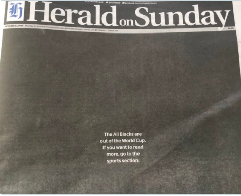 PlanetRugby's tweet photo. 📰 New Zealand's Herald on Sunday's front page. #RWC2019 https://t.co/gBec3EgUYl