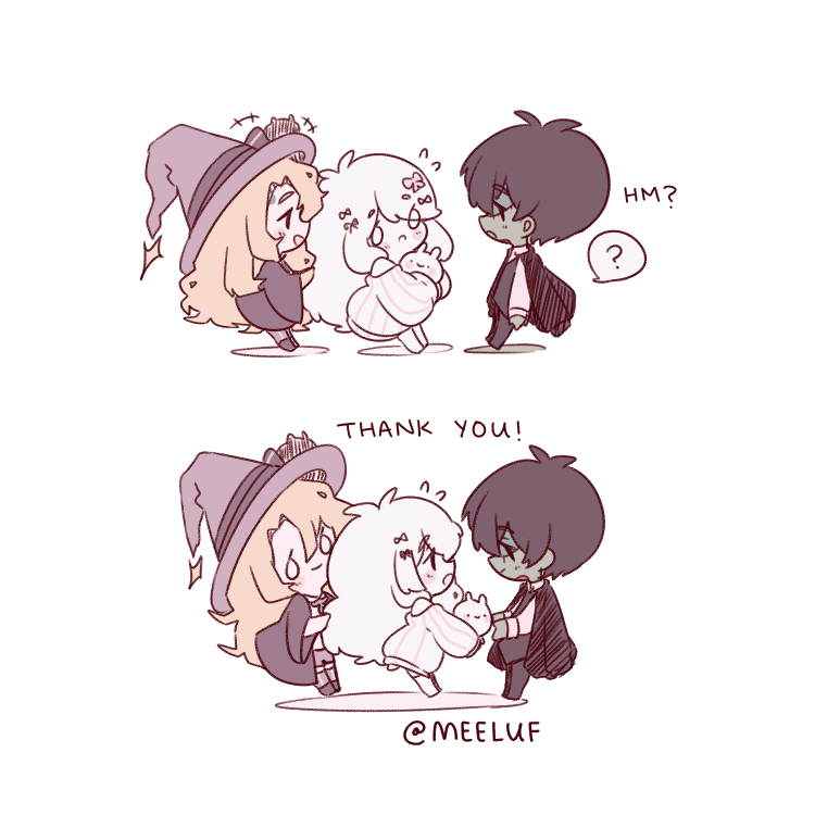 The gang is all together! N being unable to go back home, he is welcomed to stay with E and R ✨
This is the end of my mini comics with these 3 for now, but I hope to continue their stories another day. Thank you to everyone that has kept up with them!