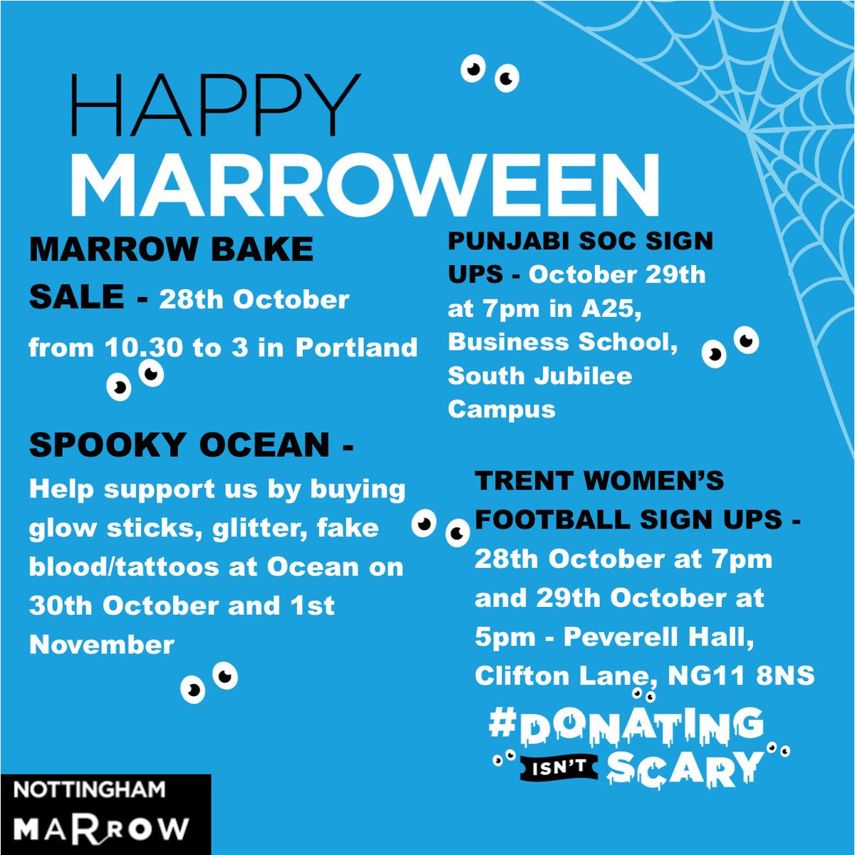We are pleased to announce our Marroween events for this year! 👻 Come and get involved to potentially help save a life! Remember, #Donatingisntscary 💙