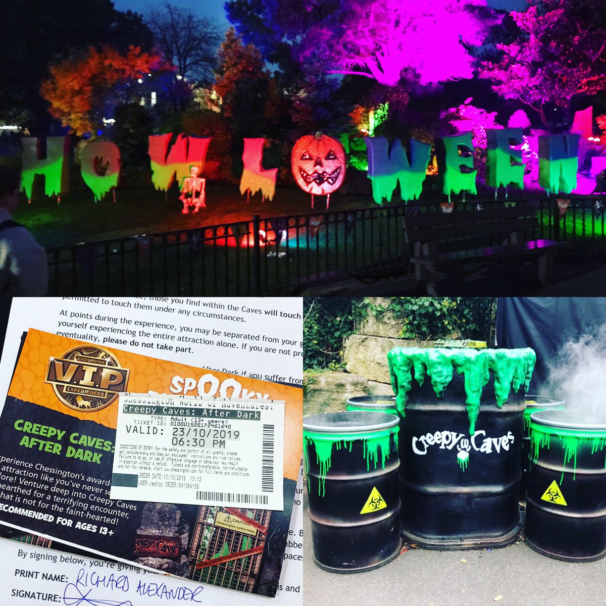sayhellotorich's tweet image. Fear Fix Six was #Howloween at @CWOA. Special shout out to Creepy Caves: After Dark (the extreme version) which they carry you out of! Actual scream to the extreme. #Disclaimer #GetDatThrill #FearFix #Chessington