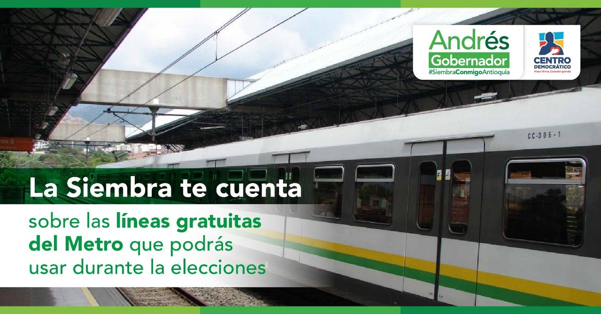 andresguerraho's tweet photo. Mañana, 27 de octubre, de 5 am hasta las 6 pm las líneas A y B del Metro, línea T-A en el Tranvía de Ayacucho y en los metrocables de las líneas K, J, H y M (Santo Domingo, San Javier, La Sierra y Miraflores) tendrán un servicio temporal gratuito. #YoVotoAndrés #AndrésGobernador https://t.co/vkwynk4BVD