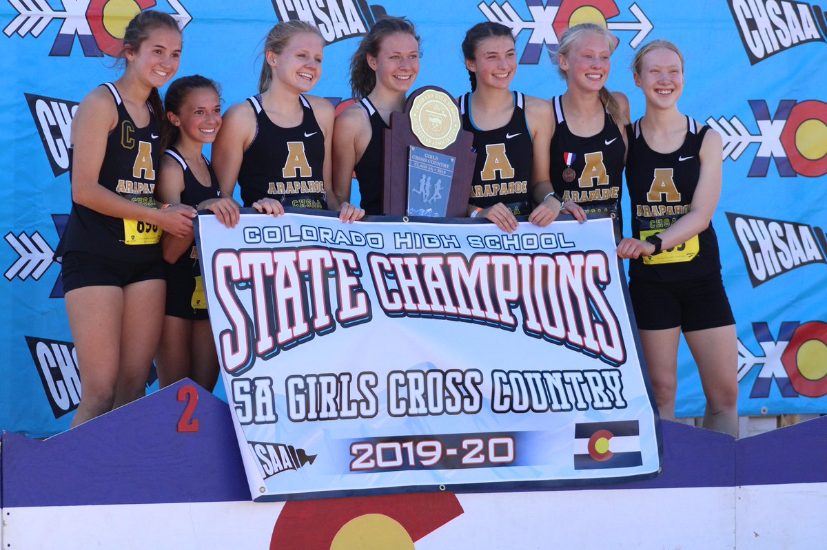 Congratulations to Arapahoe, the 5A girls cross country champion. #copreps
