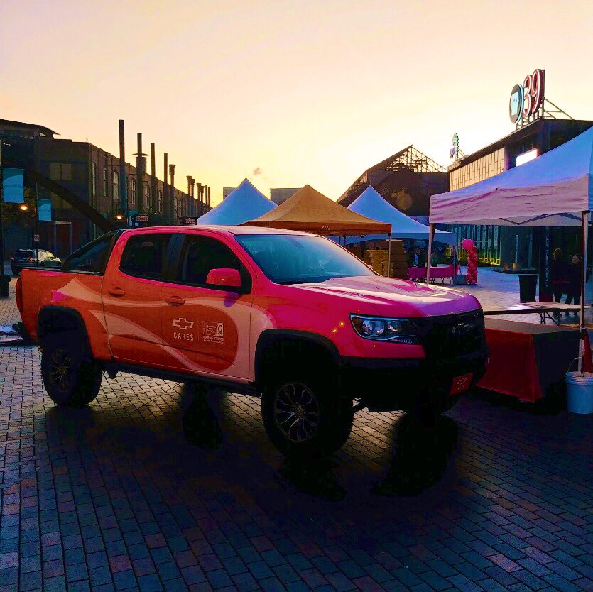 Although “Barbie” loves a pink Camaro... this blonde 🙋🏼‍♀️ is a truck girl 💯 #IDriveFor #breastcancerawareness #chevycolorado