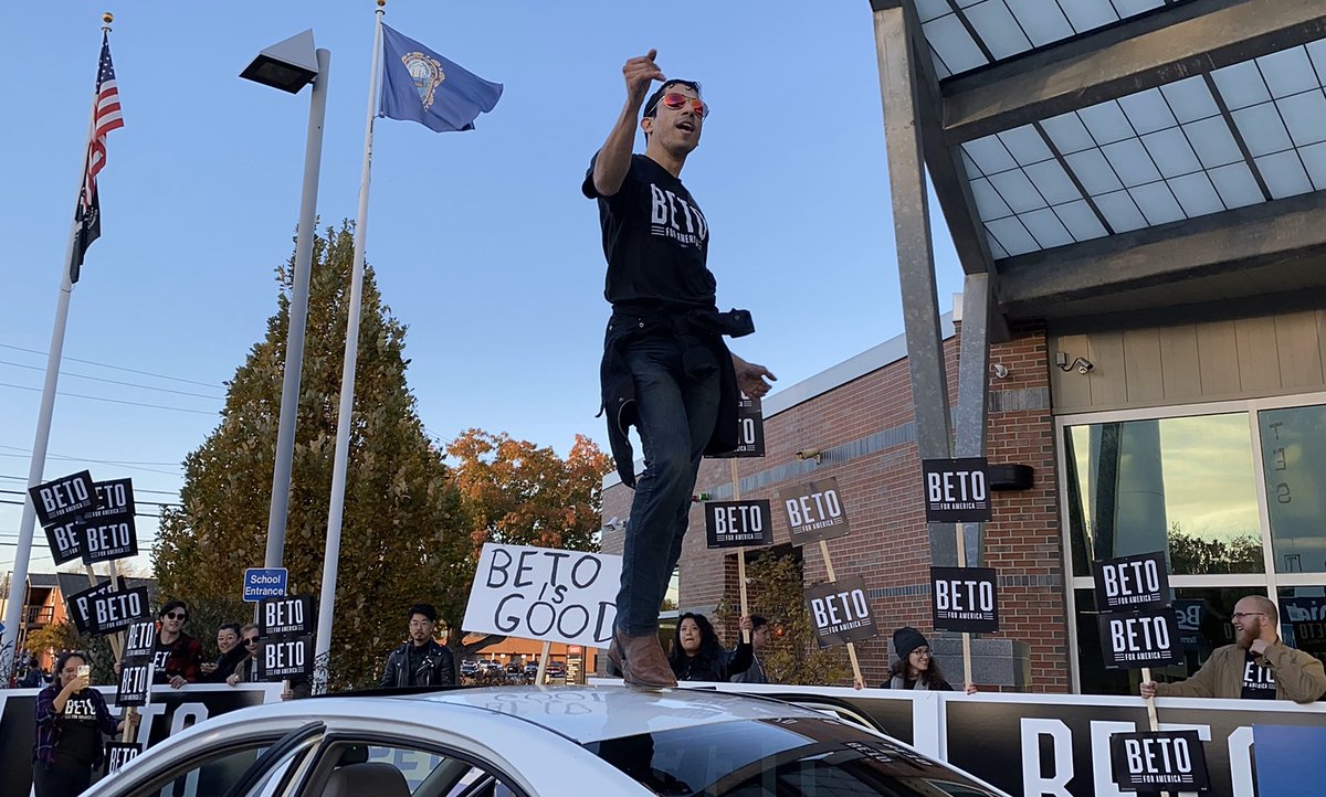 BetoForNH's tweet photo. Saturday’s are for doing viz for Beto and dancing on cars to Baba O’Riley. 

(There might be a video) https://t.co/50j3cDiFQ5