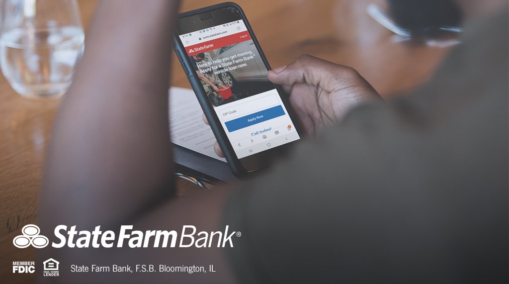 MattOInsurance's tweet image. Get a new loan with your phone. State Farm Bank® now offers online applications for vehicle loans and refinancing. Tap into competitive rates here: st8.fm/XdcXaT