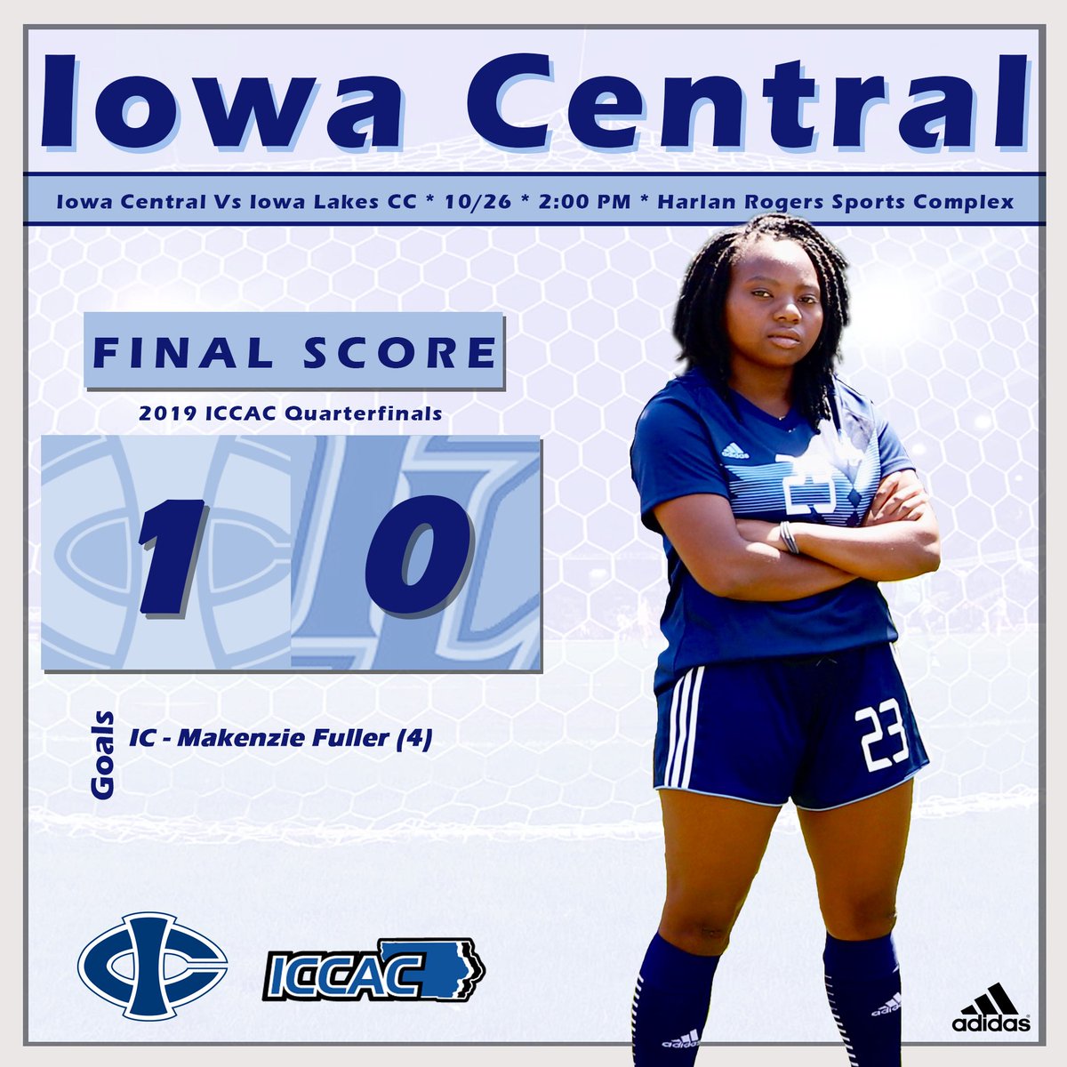 Iowa Central WINS! Makenzie Fuller’s goal late in the 1st half was the Tritons ticket to the  to the Semifinals of the ICCAC Region XI tournament. The Tritons will be facing Indian Hills on Tuesday at 2 PM #TritonNation #TheTritonWay #InspireGreatness