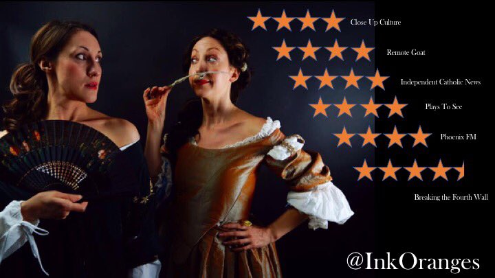 Strike a light!! Excited to be giving my #NellGwyn again @NewWimbTheatre TOMORROW @ 3pm in sassy satire @InkOranges 🍊written by & starring @ClaireLAmias as #AphraBehn & directed by @StarRedrum #femalefriendship then hotfooting it to @ORLTheatre for @VampireEdred get-in. GET IN!