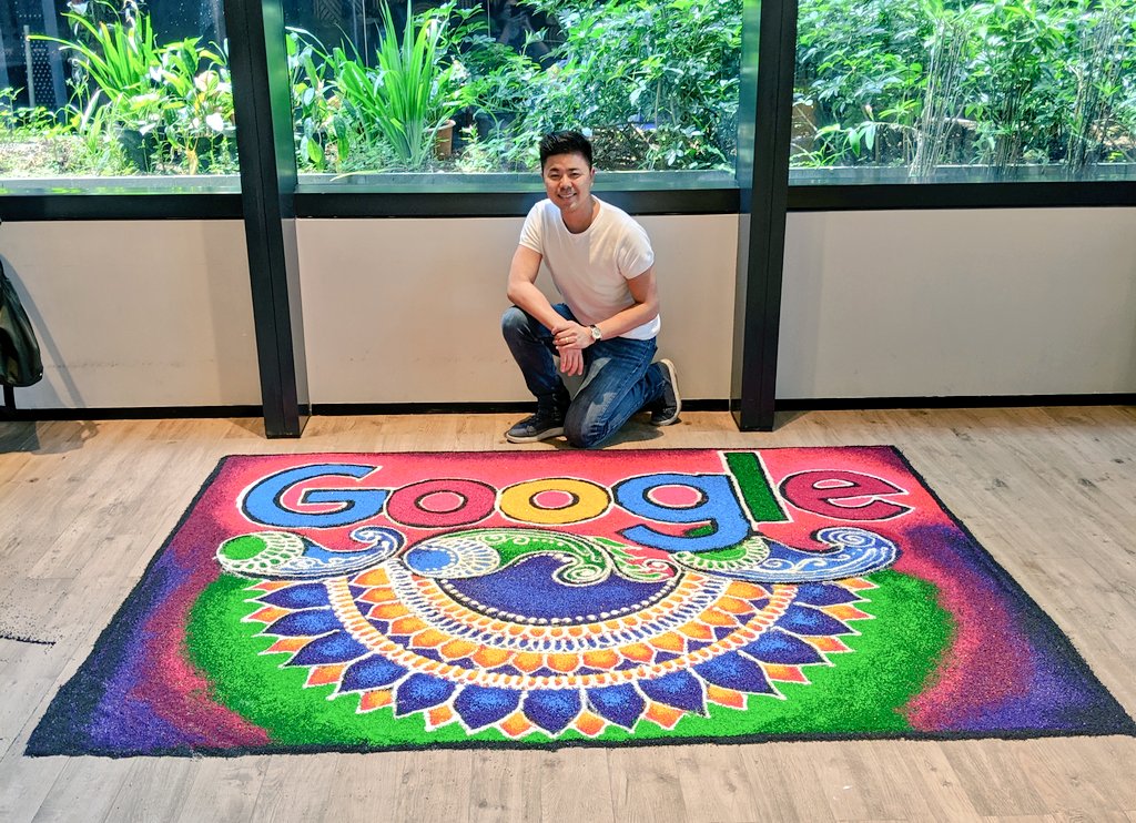 donovansung's tweet photo. Happy #Diwali weekend. Sharing this shot of a beautiful rangoli at the @Google Singapore office. 

#HappyDeepavali #Diwali2019 https://t.co/pvoPY8TeXb