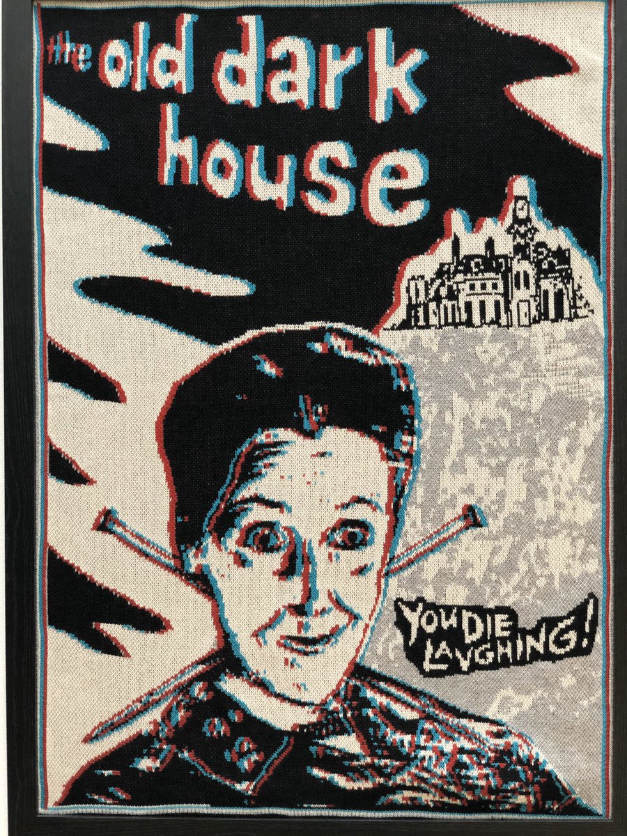 RavenBanner's tweet photo. The incredible knitted anaglyph 3D artwork on display at @showroomcinema for @sheffhorrorfest by Kandy Diamond 🧶 (IG https://t.co/ApodD8mxOm)
🎃 @jamieleecurtis in @TheHorrorMaster’s #Halloween 
👊 @DevonESawa in #IdleHands 
👵🏻 #TheOldDarkHouse https://t.co/lF34fb1mnU