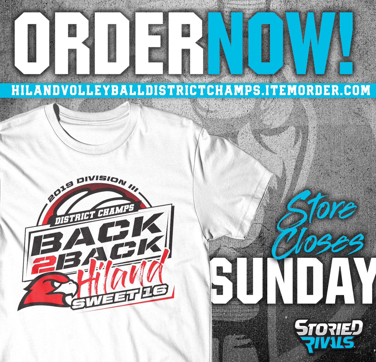 StoriedRivals's tweet photo. Grab some "SWEET 16" gear as Hiland keeps making HISTORY! 🏆

ONLINE STORE is open until Sunday night! Order now or miss out. PLEASE RT to spread the word. 

📲ORDER HERE👇
https://t.co/iPFVWHsZBx https://t.co/qT2gPXxTfQ