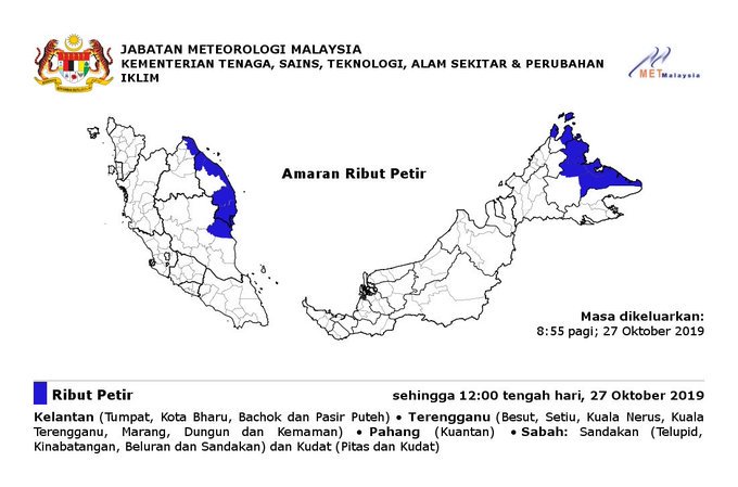 SinarOnline's tweet photo. Amaran ribut petir di beberapa kawasan seluruh Malaysia

Sumber: @malaysianmet https://t.co/lhv2aa8GjB