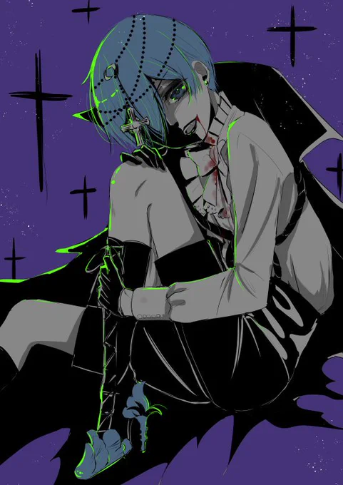 ?その2
※流血注意
2017ヴァンパイア兄シエまた描いてみた～
2枚目は過去絵。弟の血で完全復活はほんとありそうでこわい(((( ;゜д゜)))アワワワワ
今年の先生のハロウィン絵楽しみ(*'◒`*) 