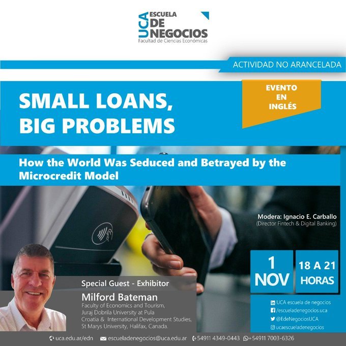 Los problemas del los #microcrétitos. Charla en la UCA el viernes 1/11. Actividad no arancelada con inscripción previa.
docs.google.com/forms/d/e/1FAI…