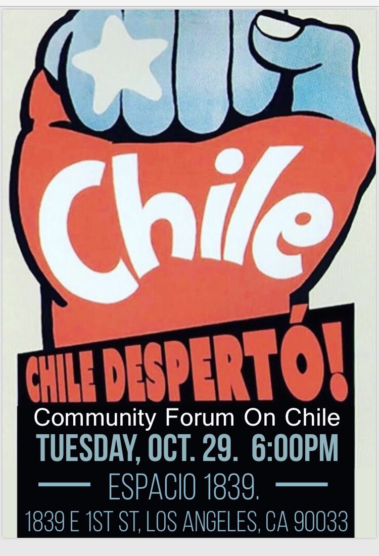 espacio1839's tweet photo. This Tuesday at 6pm. Please spread the word. Community Forum on Chile https://t.co/3ieweqaF5k