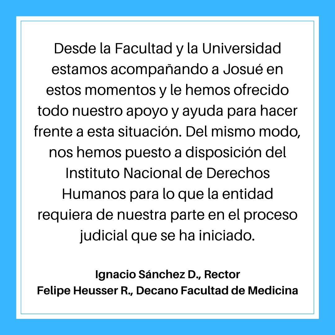 🔴 Ante la grave situación que afectó al estudiante Josué Maureira, quien denunció haber sido torturado y abusado sexualmente tras ser detenido, condenamos enérgicamente las acciones que da cuenta. Acá la declaración completa de nuestro #RectorUC y el Decano de <a href="/FacMedicinaUC/">Facultad Medicina UC</a> 👇