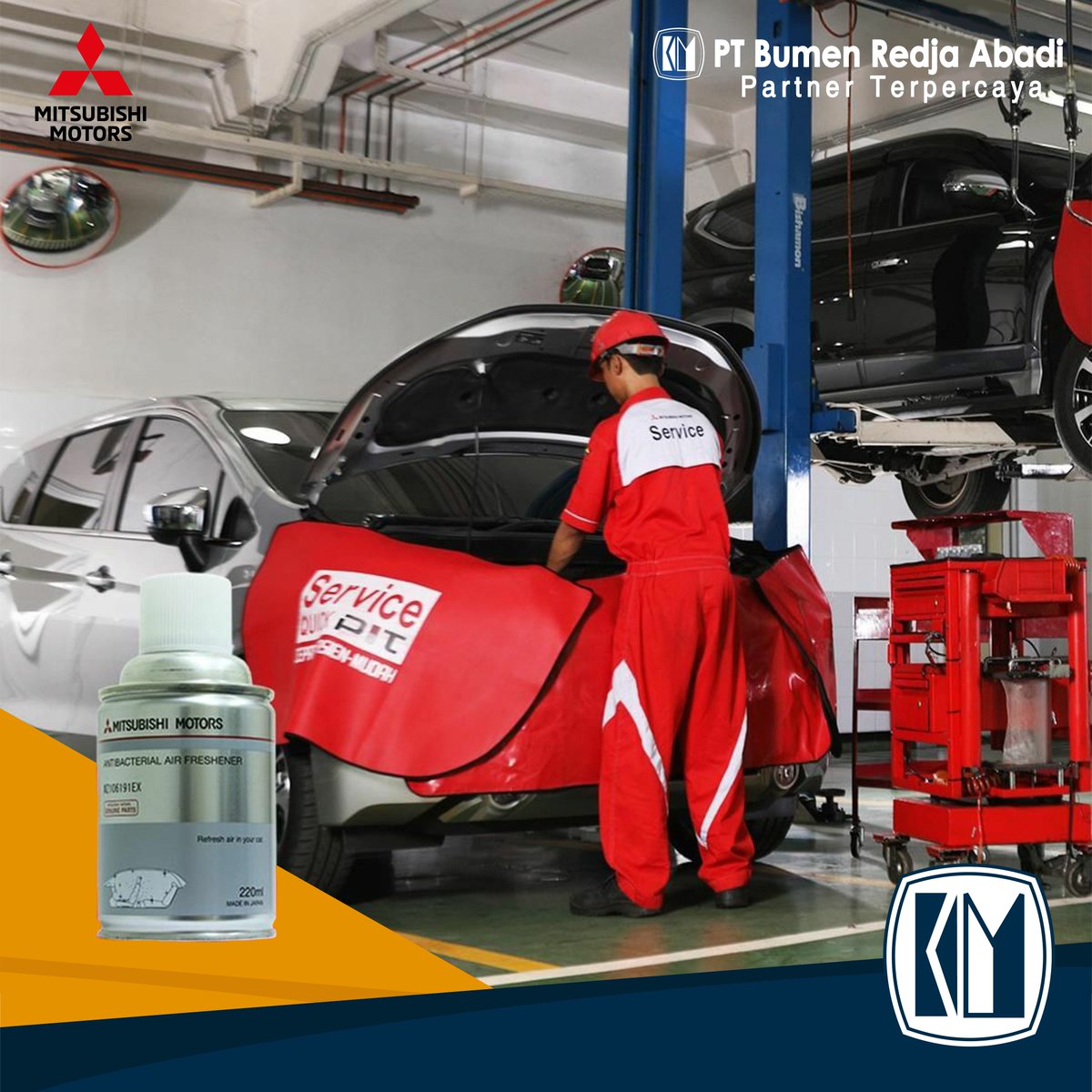 Sempurnakan perawatan mobil Mitsubishi Anda dengan Mitsubishi Motors Genuine Chemicals. PT Bumen Redja Abadi selalu memberikan kualitas terbaik untuk perawatan kendaraan Mitsubishi Anda.

#bumenredjaabadi #MitsubsihBRA #Service #GenuineParts