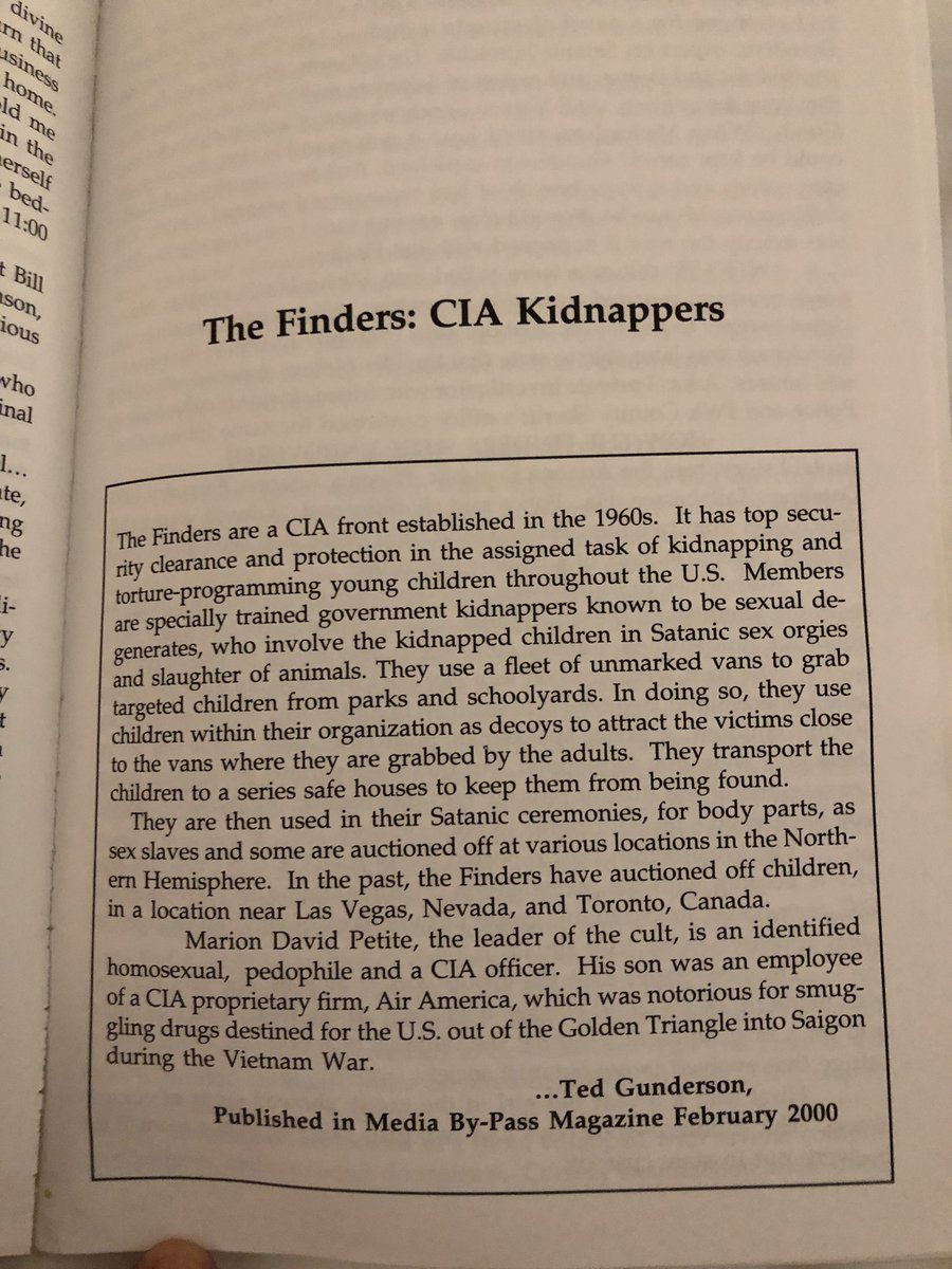 Ted Gunderson, who wrote to Mueller after the investigation into The Finders was closed, has been blowing the lid off of this since the 90's.People mocked and belittled him, but lo and behold - he was 100% right.