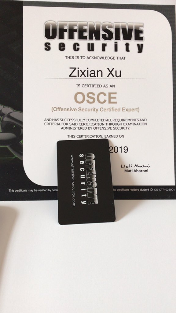 zixian_org's tweet image. Thanks @offsectraining .The next is #OSWE