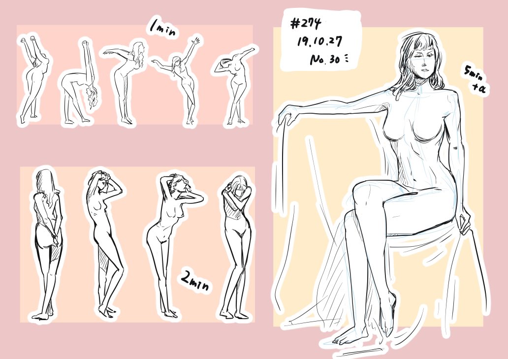 気づけば目標の1ヶ月超えてた!
わーい!
こうやって過去の自分と並べてヨシヨシと思うの楽しい☺️へへへ
少しクロッキーに慣れてきたので、続けたいな〜
柔らかいポージングと、骨格や内臓の存在感を感じる人体が描けるようになりたいものだ🤔次の目標にしよう
#croquiscafe #クロッキーカフェ