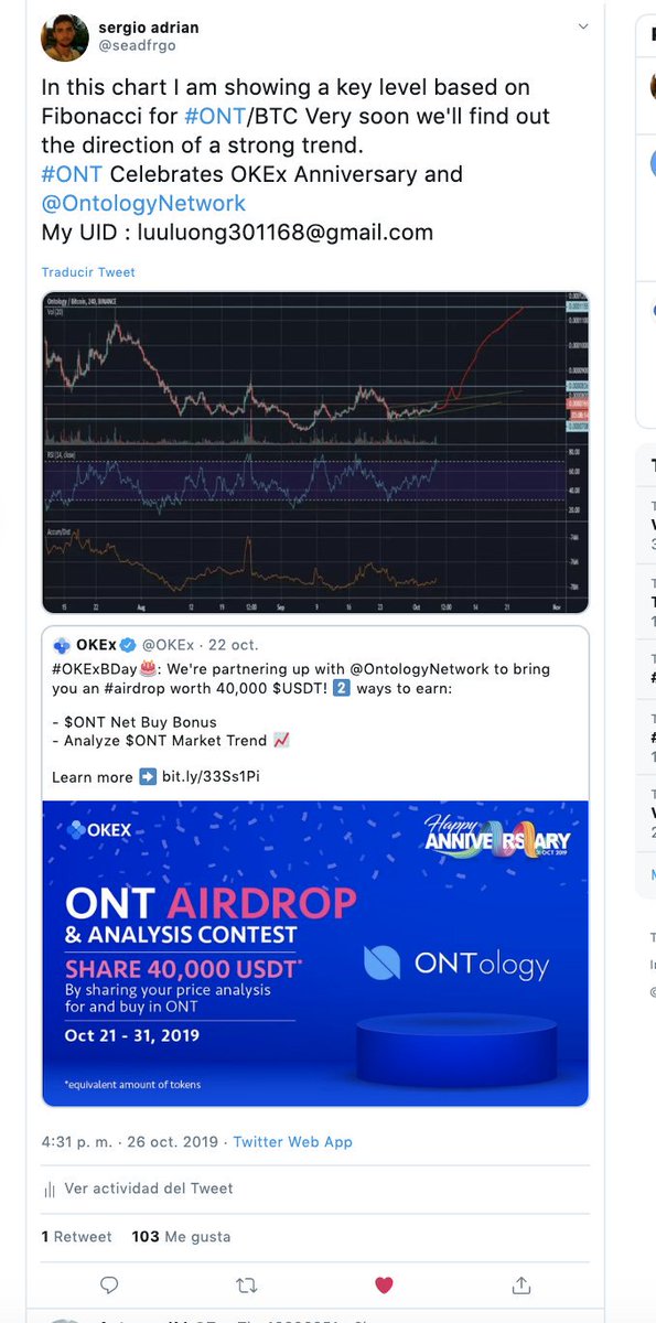 seadfrgo's tweet photo. @OKEx @OntologyNetwork In this chart I am showing a key level based on Fibonacci for #ONT/BTC Very soon we'll find out the direction of a strong trend. 
#ONT Celebrates OKEx Anniversary and 
@OntologyNetwork
 
My UID : luuluong301168@gmail.com https://t.co/i13lgbgQun