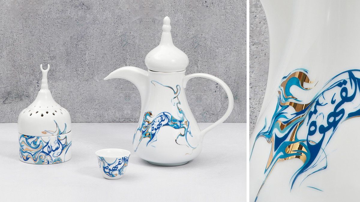 What? Where’s the #Arabic_calligraphy here? Look closely, it’s there! View collection: buff.ly/2J66MBS

#kashida #calligraphy #porcelain #serveware #middleeast #contemporaryArabic
#Metamorphosis #Kashida #calligraphy #porcelain #serveware #middleeast #contemporaryArabic