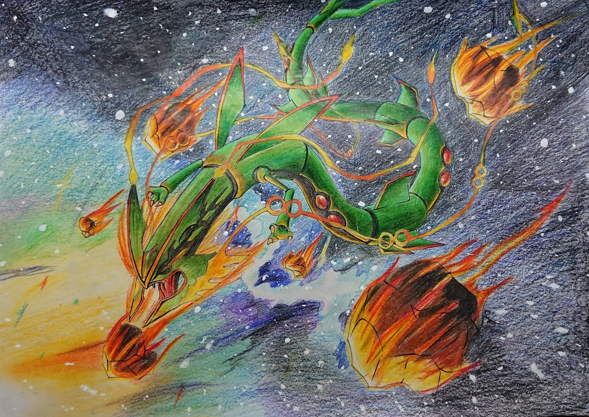 蜜熊 ポケ絵師 Auf Twitter 色鉛筆で描いた ポケモン メガレックウザ 過去絵を投げて絵を描いた気になろうキャンペーン T Co Xvqvkhbb Twitter
