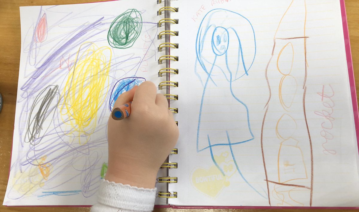 Meredith_Jane's tweet photo. @Astro_Kate7 Little Miss 4 loves space and drew you in your rocket with the planets. 😍 Thanks for reading to us! https://t.co/CHzchOu8gh