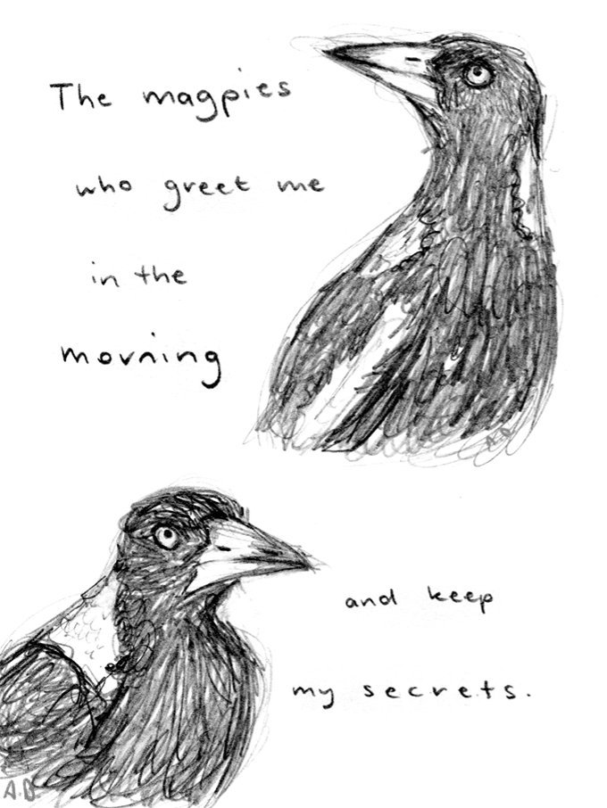 today is the last day of National Bird Week here in Aus, so please enjoy a few pages from a mini zine I made in 2015 called "Birds With Whom I Am Acquainted" 