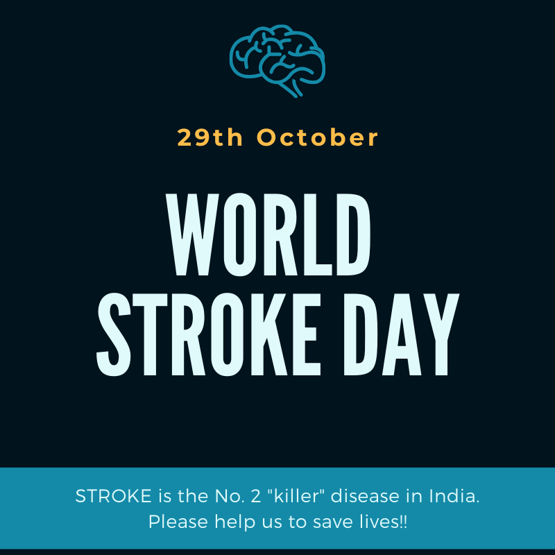 TheINIF's tweet photo. 29th October is #WorldStrokeDay - 1 in 4 people world wide (1 in 6 in India) will have a stroke!

But with awareness we can ensure that the right treatment is done at the right time and in the right manner so that these #strokepatients can be rehabilitated faster and better. https://t.co/T9JwWzI8vS