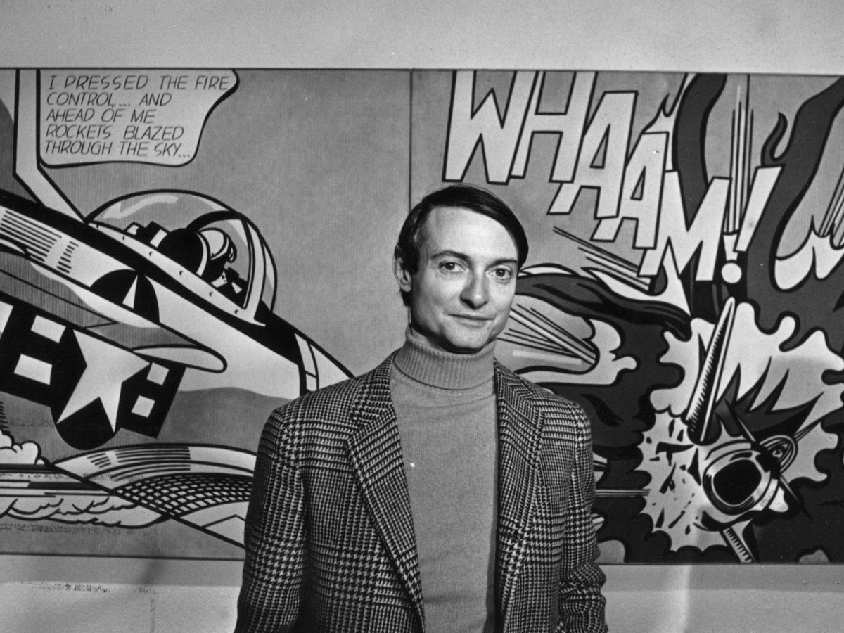 Javierbaladron's tweet photo. #TalDíaComoHoy de 1923 nació en Nueva York el pintor Pop Art, artista gráfico y escultor Roy Lichtenstein, conocido por sus interpretaciones a gran escala de imágenes de los cómics, si bien sus comienzos se dieron en el Expresionismo Abstracto #Arte https://t.co/aLwZOloO2R