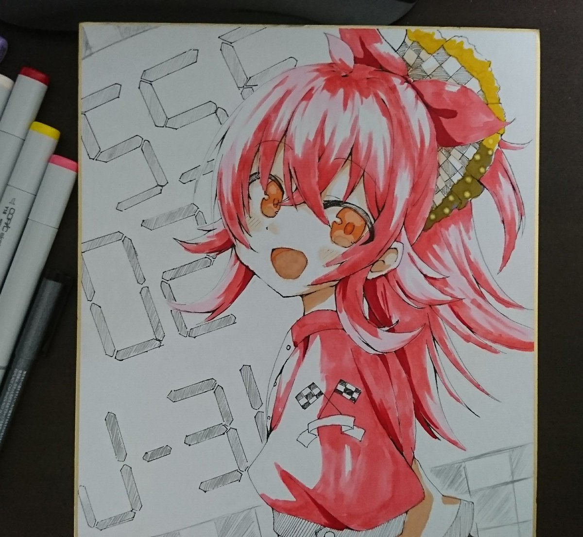 キャッチ ザ フォール果穂色紙完成 たぶんスペースに飾ってます はちかりのイラスト