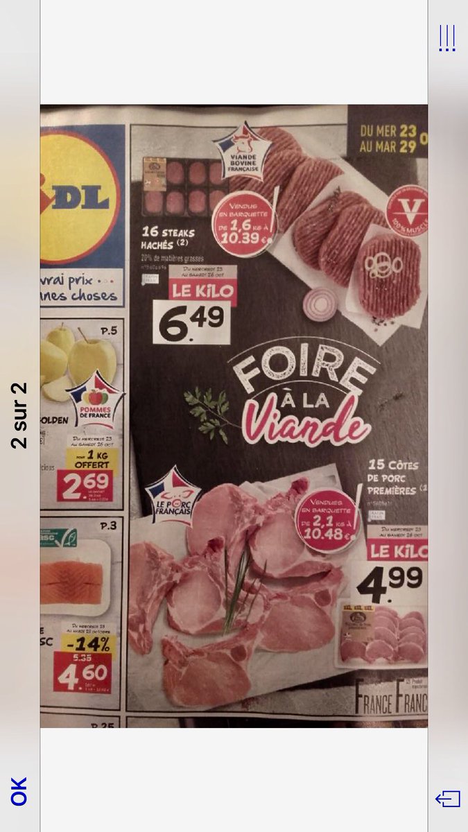 MickTrichet's tweet image. 6,49 €/kg le steak haché !! ⁦@lidlfrance⁩ arrêtez de prendre les éleveurs pour des C...! On est loin des #EGA avec la prise en compte des coûts de production ! Quelle rémunération pour les éleveurs ? ⁦@lidlfrance⁩ ⁦@EleveursBovins⁩ ⁦@dguillaume26⁩