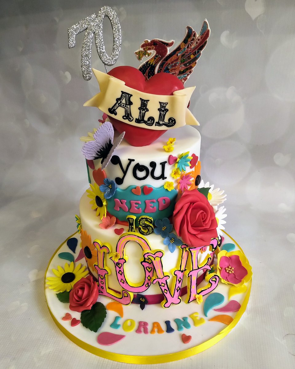 Cake for a lady celebrating her 70th birthday last night. Love these sort of cakes; they give me free reign to go a bit mad on the decorating front. Hope Loraine and her friends and family had a fab night. X