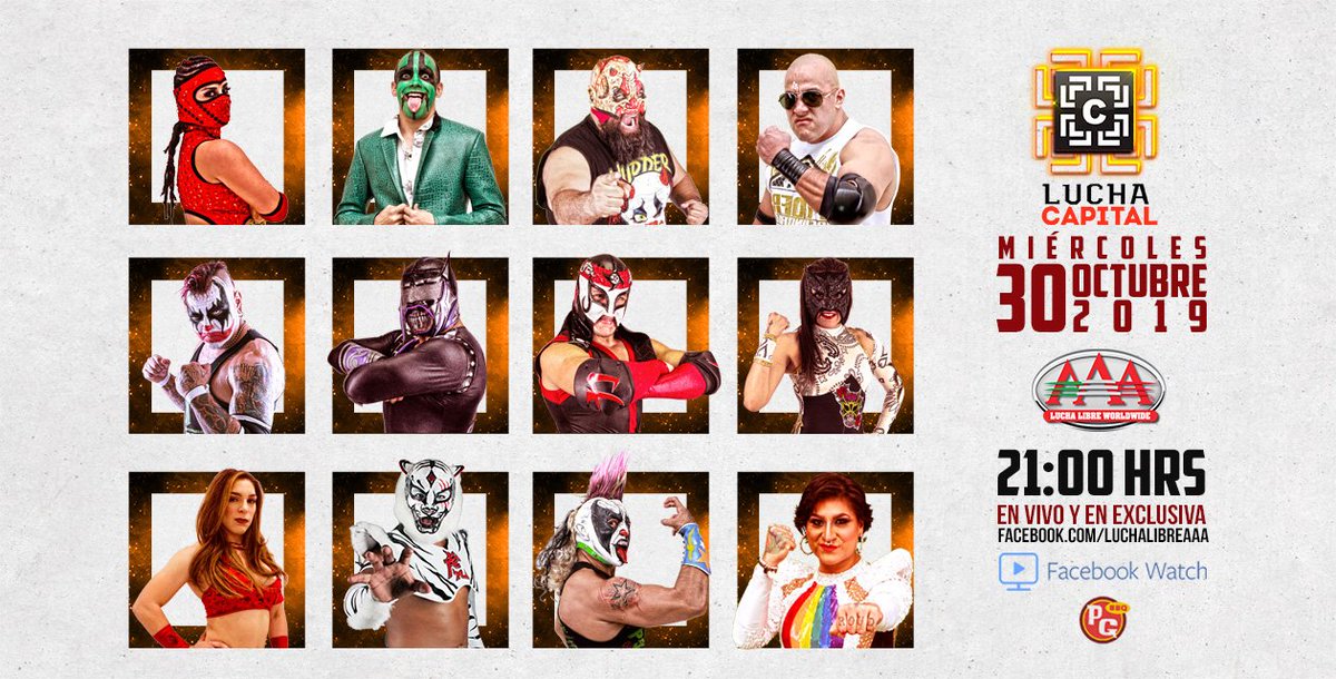 Lucha Libre AAA Worldwide (@luchalibreaaa) on Twitter photo Grandes batallas se vienen en el próximo capítulo de #LuchaCapital 😎
📅 30 de Oct | ⌚️ 9PM | 📍 Lago Iseo 296, Anáhuac I Secc, CDMX
🎟 Boletos en preventa a precio especial: bit.ly/boletos-lucha-…
✦ Transmisión 🔴 EN VIVO 9PM por <a href="/FacebookWatch/">facebookwatch</a> 💻
facebook.com/luchalibreaaa/… Grandes batallas se vienen en el próximo capítulo de #LuchaCapital 😎
📅 30 de Oct | ⌚️ 9PM | 📍 Lago Iseo 296, Anáhuac I Secc, CDMX
🎟 Boletos en preventa a precio especial: bit.ly/boletos-lucha-…
✦ Transmisión 🔴 EN VIVO 9PM por <a href="/FacebookWatch/">facebookwatch</a> 💻
facebook.com/luchalibreaaa/…
