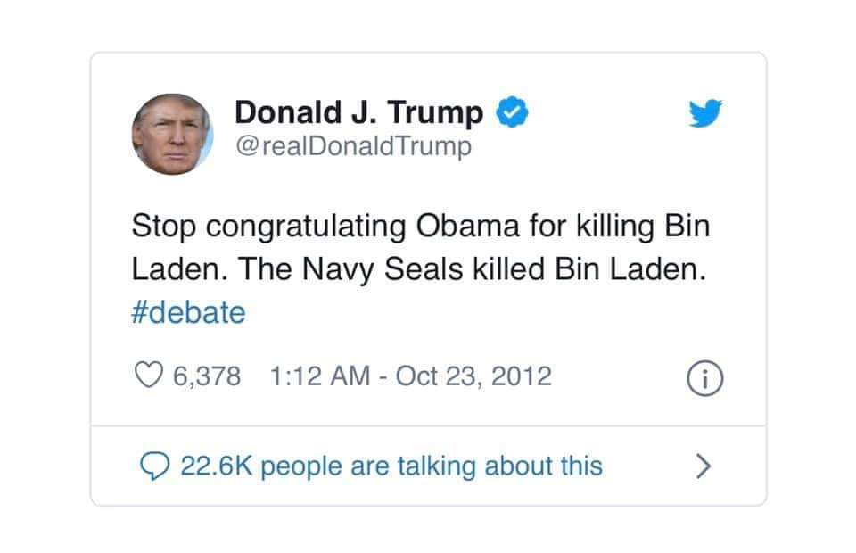 PracticeSchool's tweet photo. @realDonaldTrump  Stop congratulating Trump for killing Baghdadi. The Navy Seals killed Baghdadi #debate https://t.co/jEthyp3Q8q