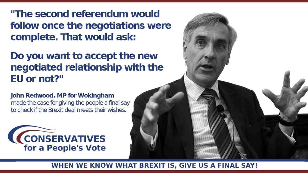 conservative4pv's tweet photo. To give some idea on what the question on the ballot paper could be, his colleague @johnredwood helpfully suggested that it should implicitly reference the actual deal on the table, i.e. 

"Do you want to accept the new negotiated relationship with the EU or not?"

4/5 https://t.co/s9gLZEMH0H