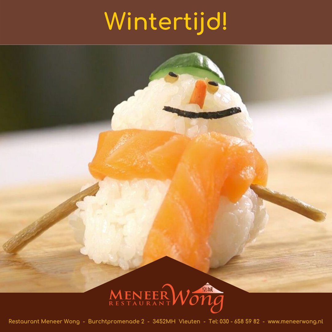 MeneerWong's tweet photo. Helaas is de zomer voorbij, wat is het weer warm geweest dit jaar zeg!

Hopelijk zijn jullie niet vergeten de klokken te verzetten voor de wintertijd, wij in ieder geval niet. Om 15:00 zijn wij weer gewoon open!

#sushirestaurant #restaurant #food #foodie #eten #foodphotography https://t.co/Lc4uhaqYvC