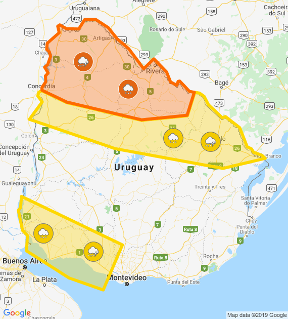 Inumet_'s tweet photo. Alerta naranja y amarilla por Tormentas fuertes y lluvias intensas
Se actualizará a las 09:30 o ante cambios significativos

Más info: https://t.co/zY2u8OFmLu https://t.co/aWGlo4Qw3j