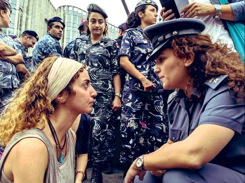 UNLazzarini's tweet photo. Engagement of #women @LebISF during #Lebanon demonstrations. #Women in #security reinforce trust between all segments of society for #TheLebanonWeWant #SDG5 &amp; improve #HumanRights record #NAP1325 https://t.co/awVh0qykUo