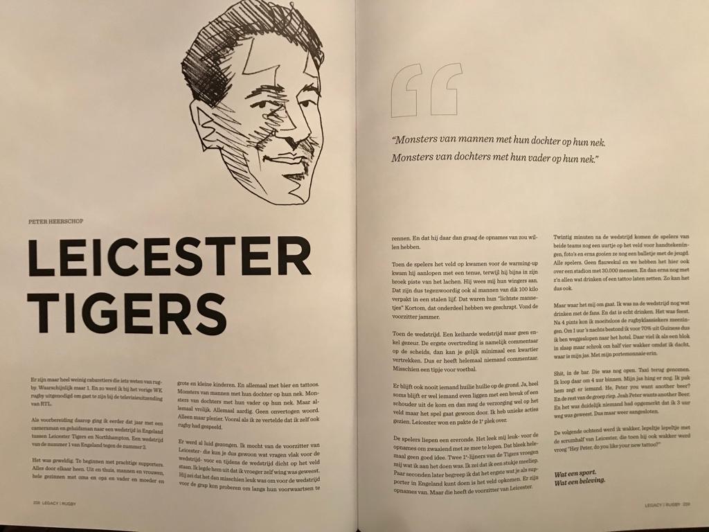 Erg gelachen om verhaal van Peter Heerschop. Het boek maakt mij als Rugbyer trots