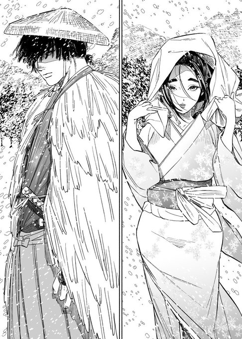 お題箱から「雪女ヤマトと武士しずか(しずヤマ夫妻)」です 