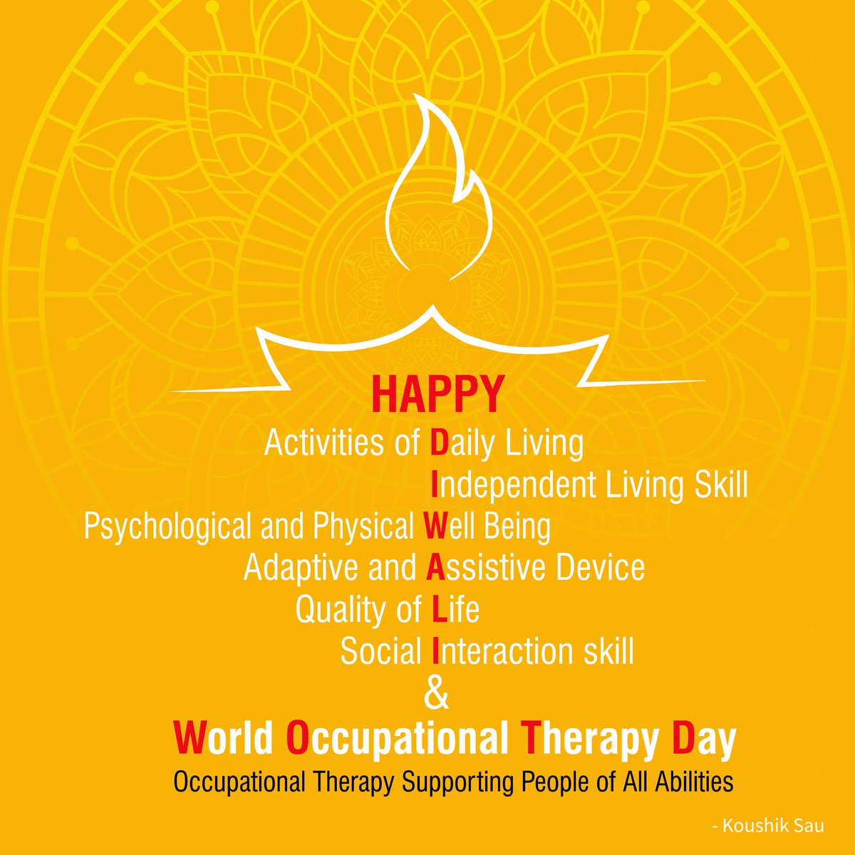 KoushikSau's tweet photo. @OT_Expert @thewfot @COTECEurope @JuliaScottRCOT @cath_back @Keirwales @BillWongOT @enOThe1 Wish you all #IndiaWaliDiwali and #WorldOTDay #OTIndia #OTManipal #OccupationalTherapy https://t.co/FuQRKi455M