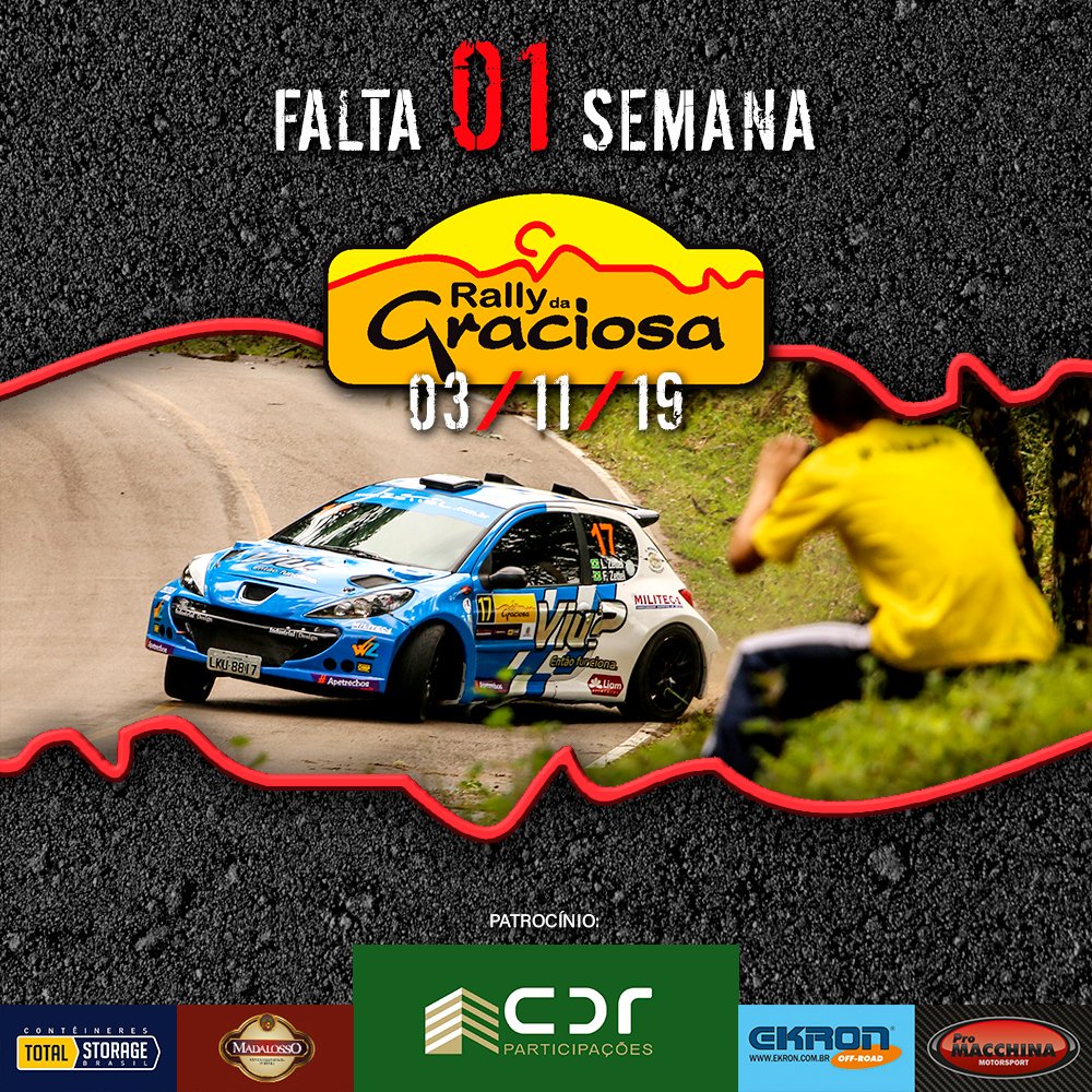 RallyClube's tweet photo. Uma semana para a última etapa do Campeonato Brasileiro de Rally, em Quatro Barras / PR. 

#RallyGraciosa #rally #rallypr #rpmc #motorsport

@cdr.participacoes @totalstoragebrasil @ekron_offroad @promacchina @restaurantemadalosso https://t.co/RNIMzArj15