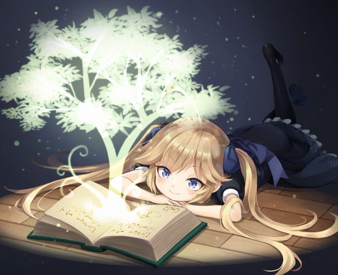 絵本を読む少女ちゃん、描きました 