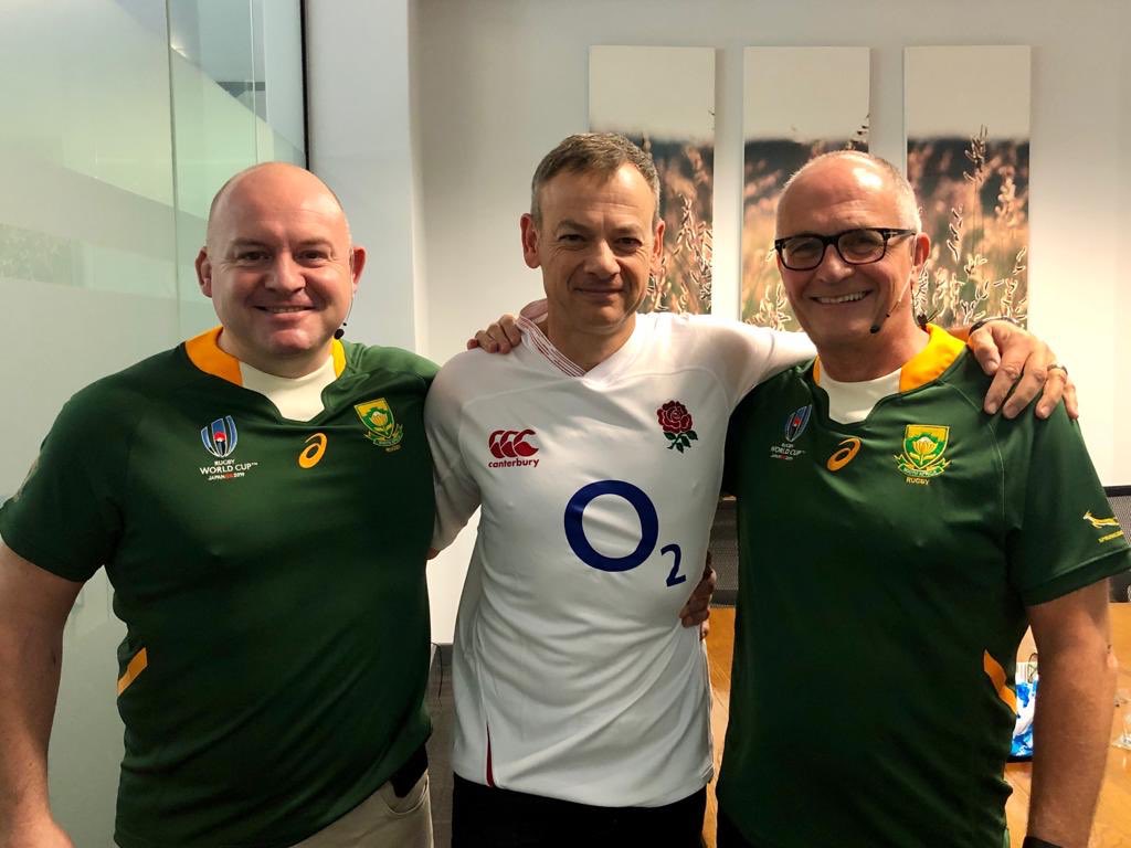 We called the #RWC2019 final coming this week in Pretoria! <a href="/SteveHare/">Steve Hare</a>  <a href="/_leeperkins/">Lee Perkins</a> <a href="/PieterBensch/">Pieter Bensch</a> 🏴󠁧󠁢󠁥󠁮󠁧󠁿 🇿🇦 #ThriveOn