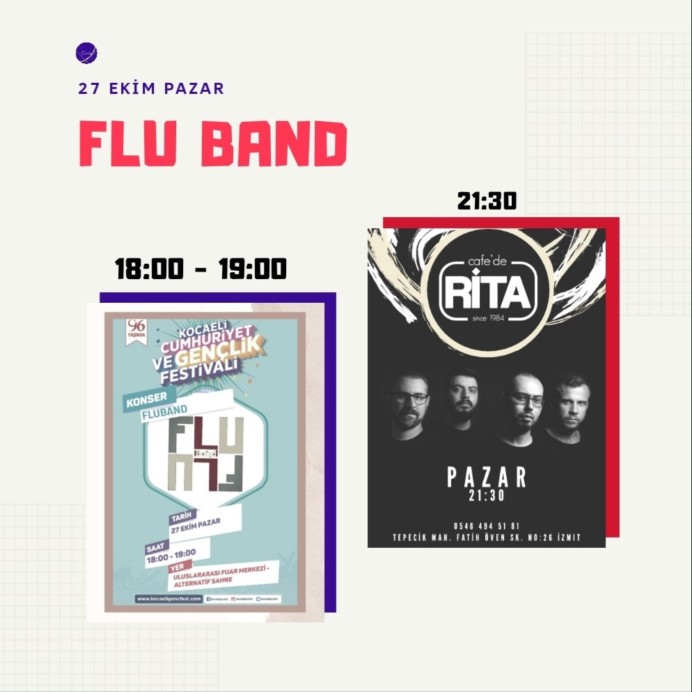 Bu akşam 18:00'da #Ceza sahnesi öncesinde Uluslararasi Fuar Merkezi sahnesinde, 21:30'da <a href="/CafeDeRita/">Cafe de Rita / Live Performance</a> sahnesinde olacağız. Önce Bayramımızı kutlayıp hep beraber Rita'ya geçelim 😎🤘 #kocaeli #izmit #kocaeligencfest #29Ekim #Cumhuriyet #koü